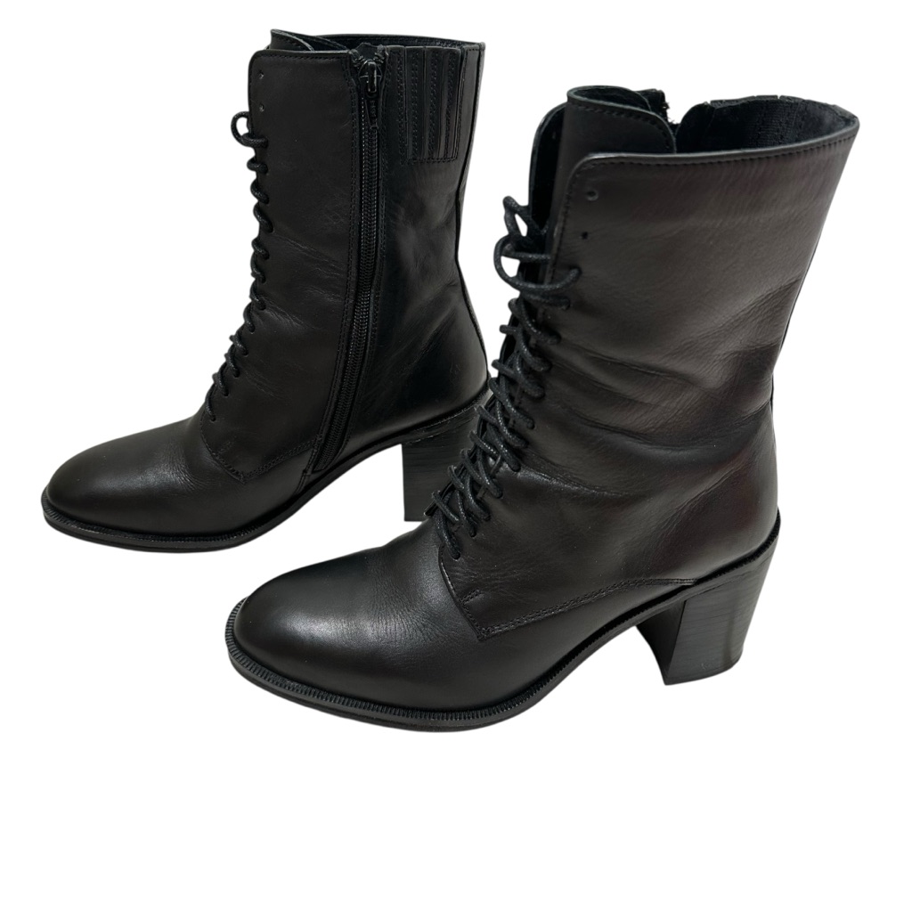 Jeffrey Campbell Moina-Lu Black Leather Lace Up Boots 8.5